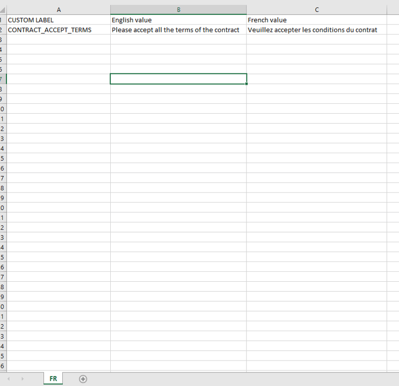 Excel : the translated value