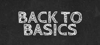 Image avec texte en anglais "Back to basics"