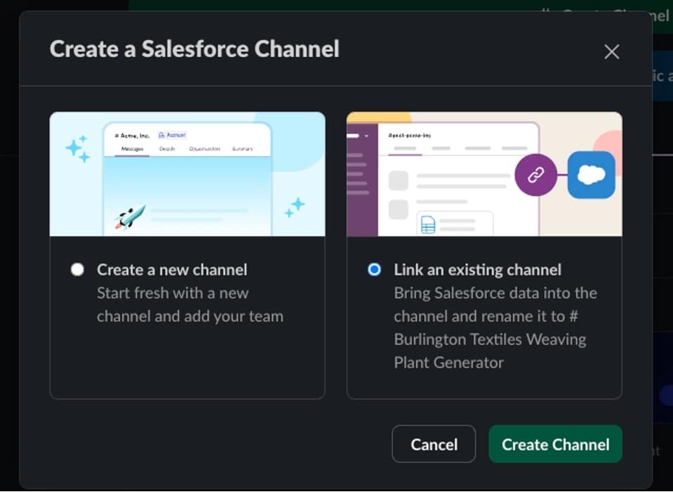 Create Slack channel for Salesforce